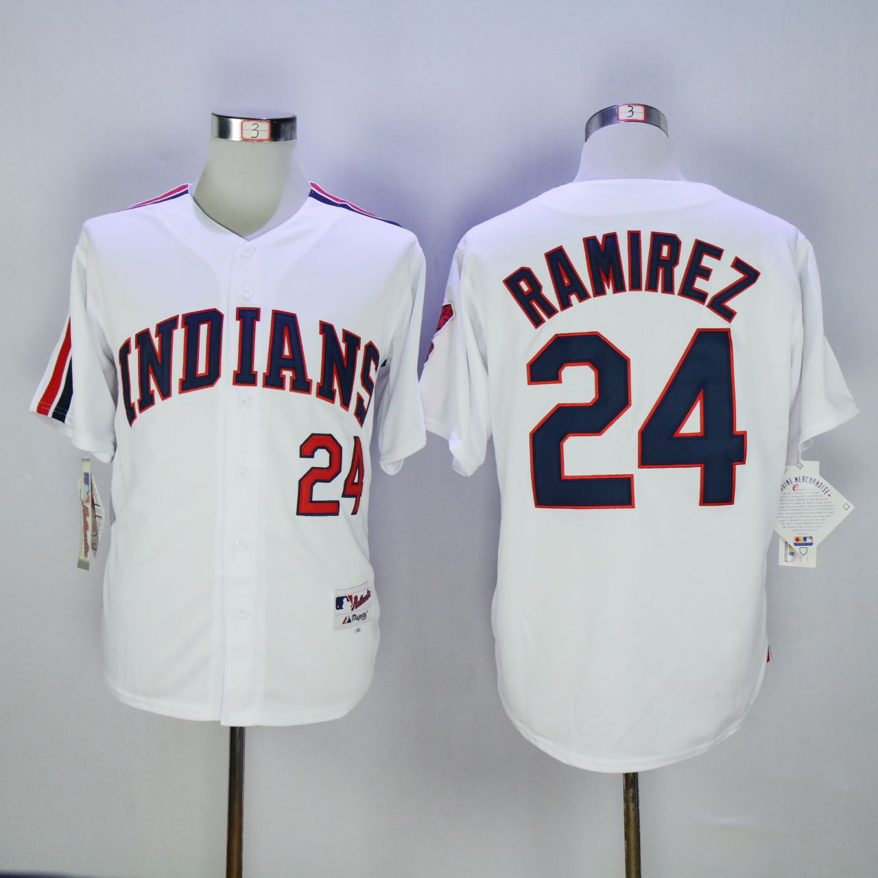 Men Cleveland Indians #24 Ramirez White 1978 MLB Jerseys